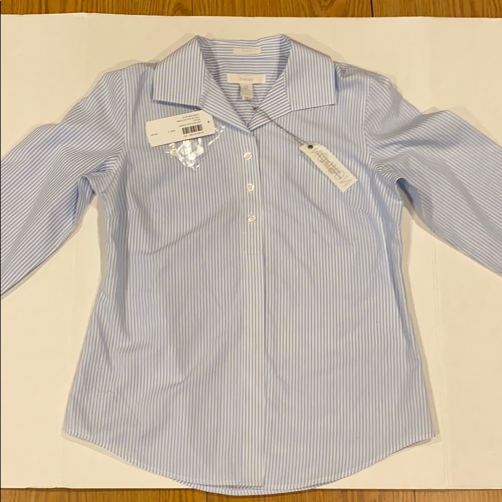 Chico’s effortless stripe 3/4 sleeve button down